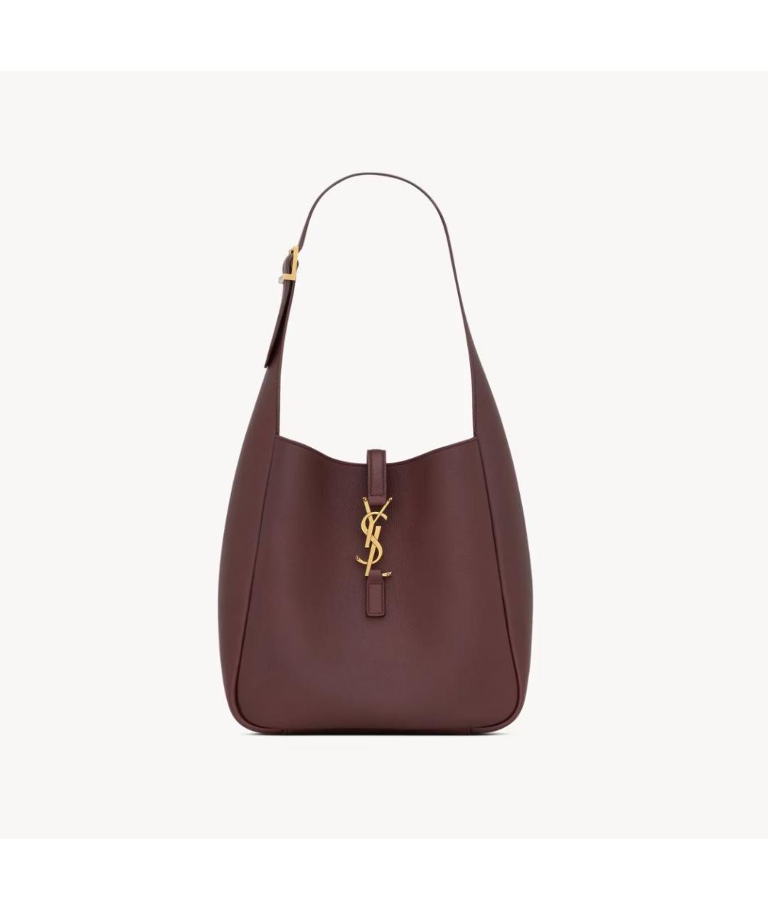 SAINT LAURENT Бордовая кожаная сумка тоут, фото 5
