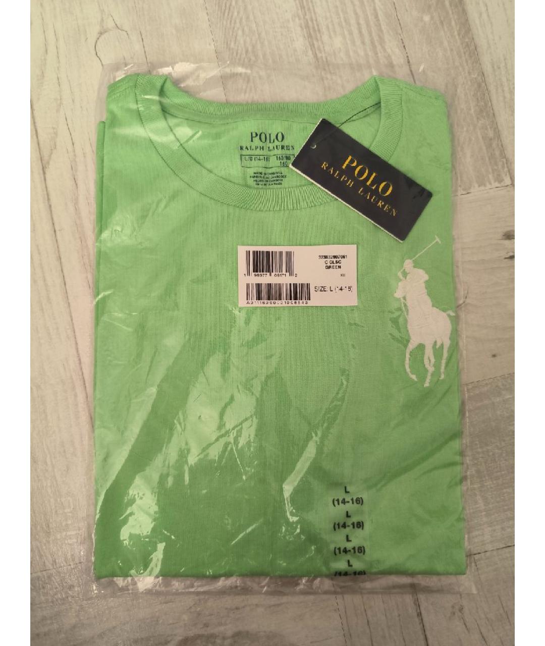POLO RALPH LAUREN Салатовая хлопковая футболка, фото 4