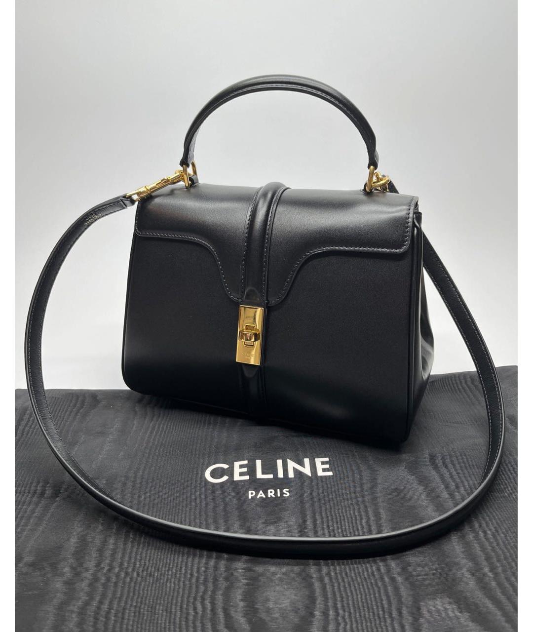 CELINE Черная кожаная сумка с короткими ручками, фото 2