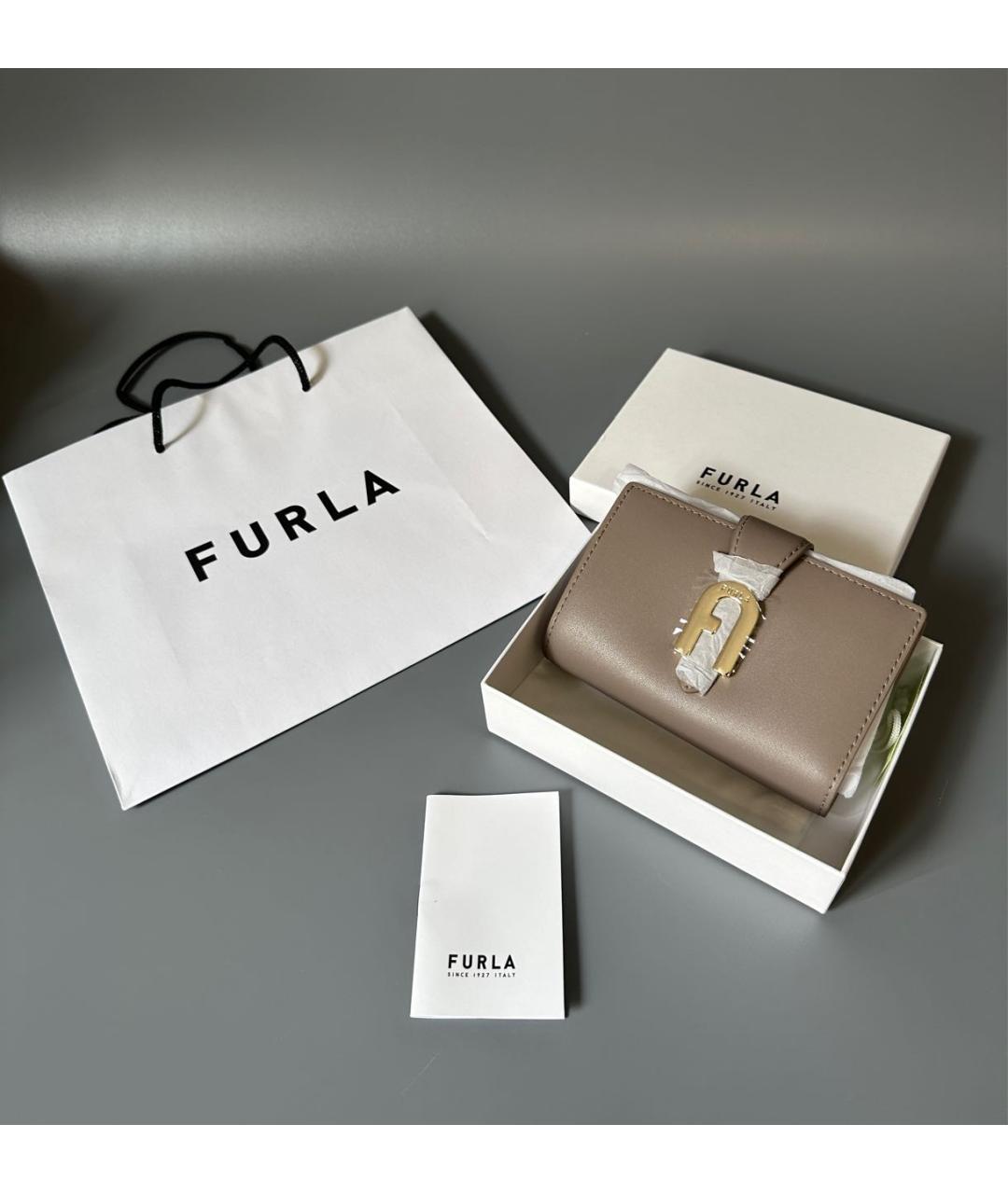 FURLA Серый кожаный кошелек, фото 2