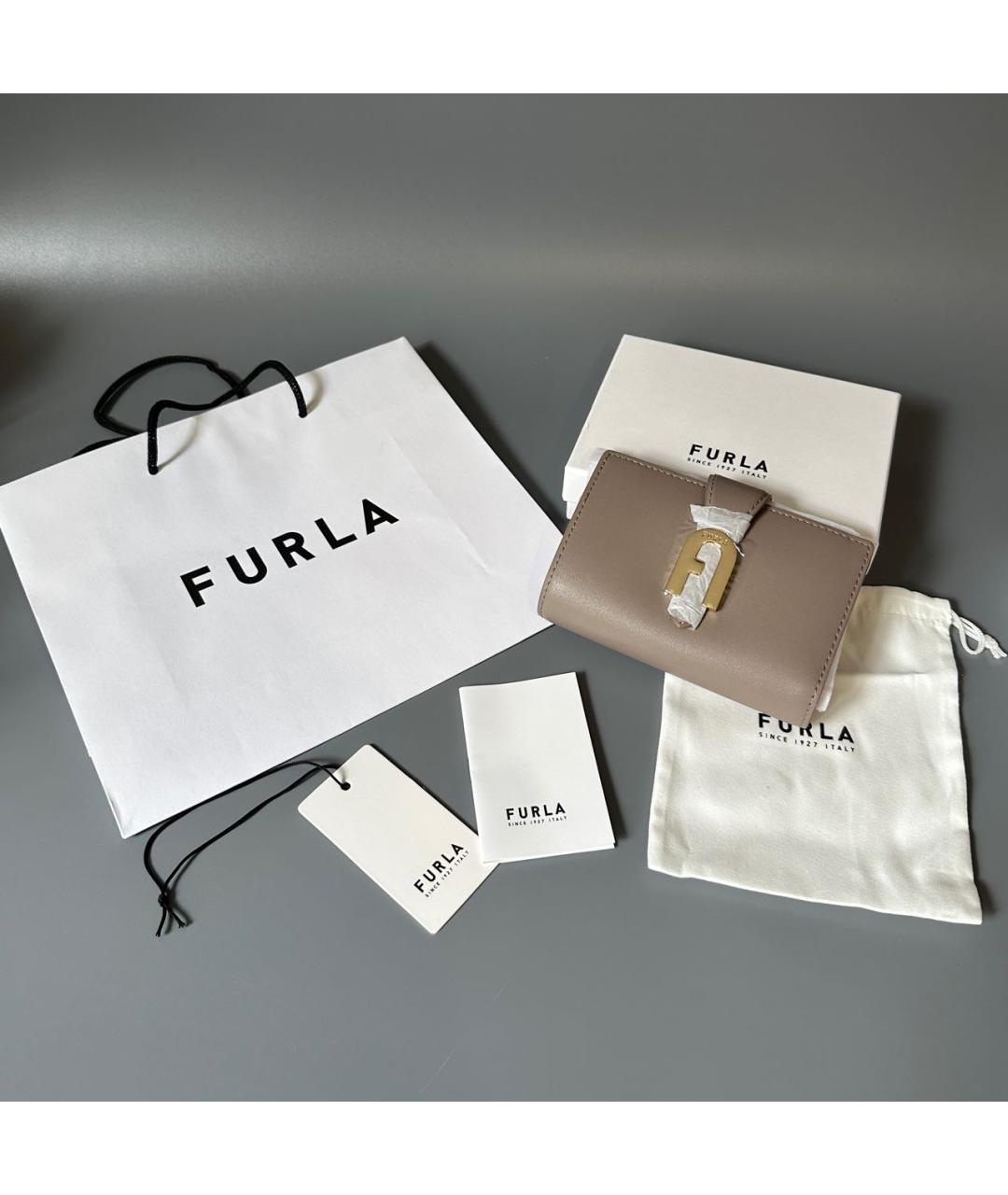 FURLA Серый кожаный кошелек, фото 4