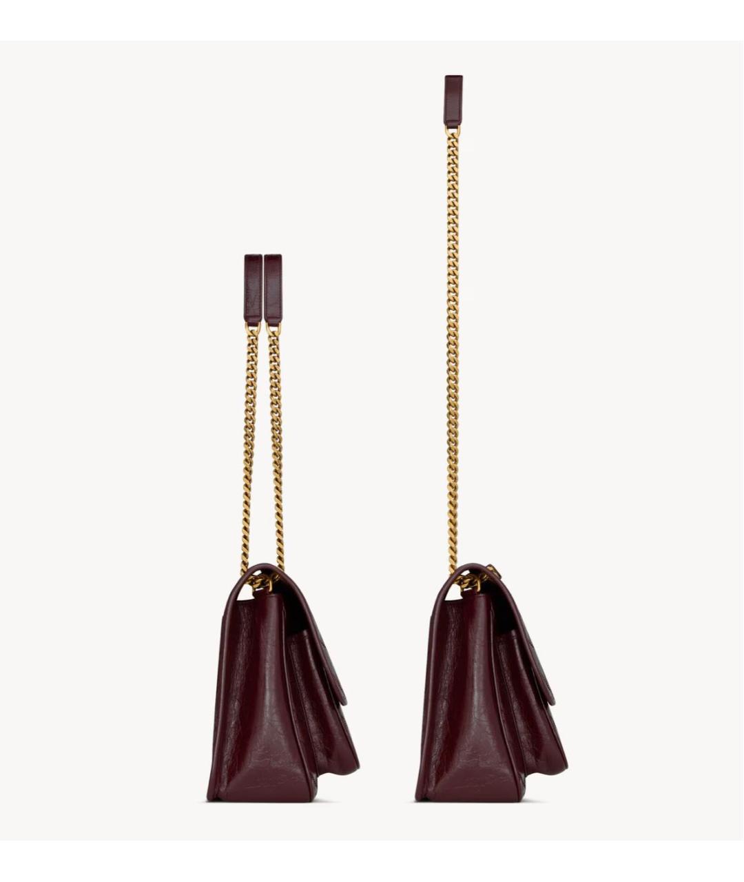 SAINT LAURENT Бордовая кожаная сумка через плечо, фото 4