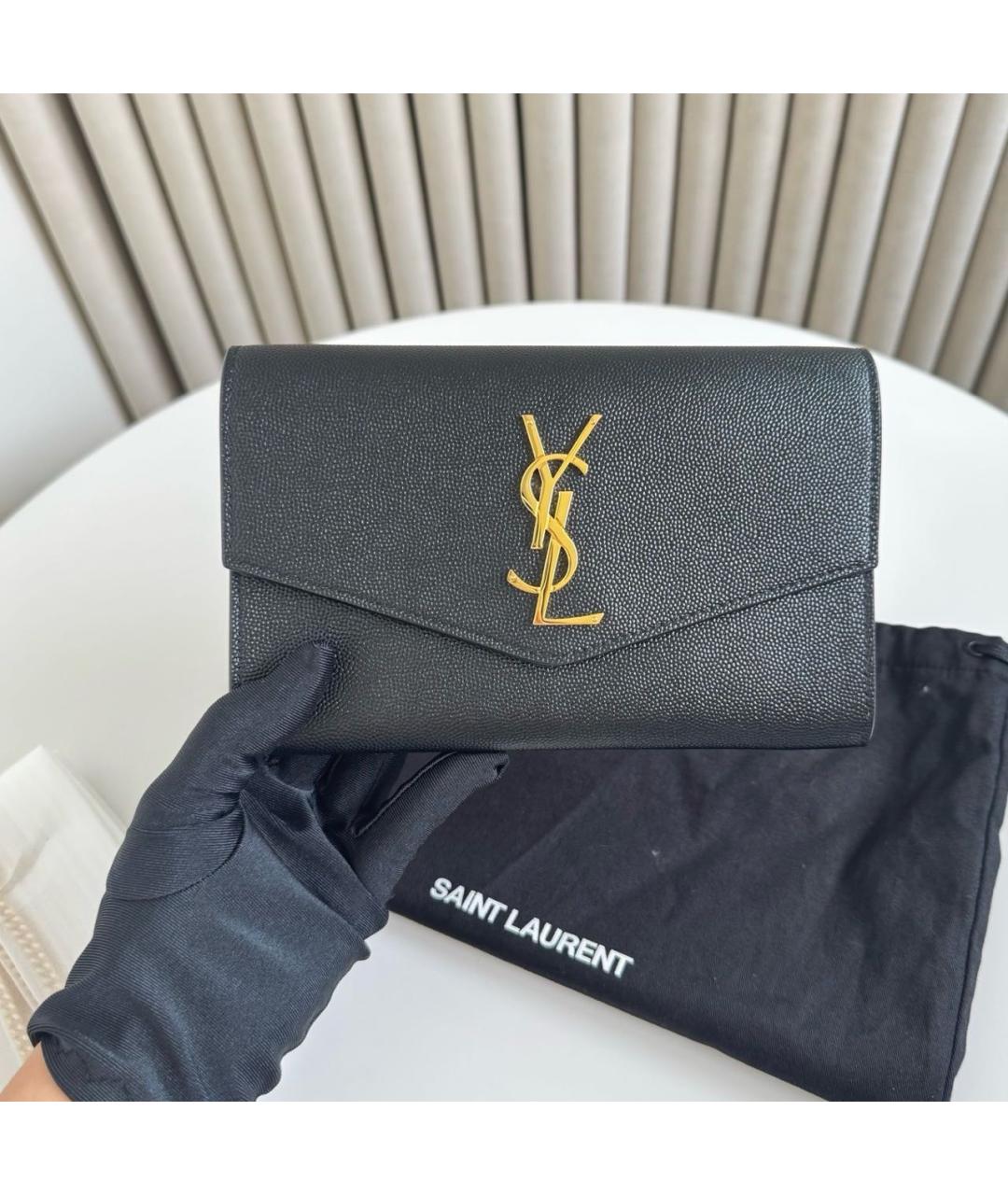 SAINT LAURENT Черная кожаная сумка через плечо, фото 2