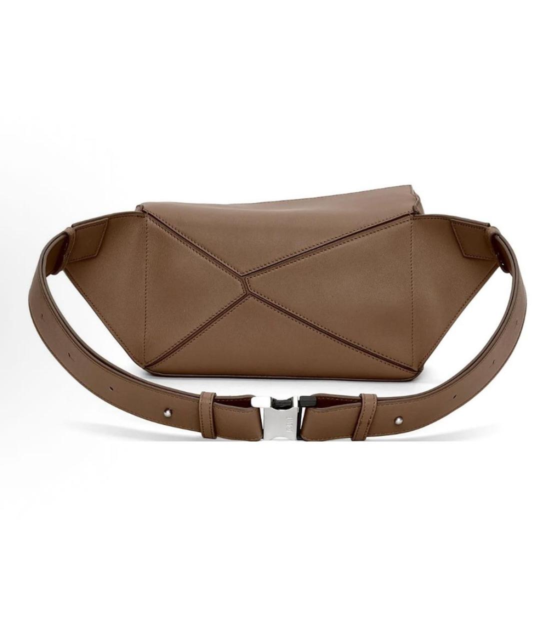 LOEWE Коричневая кожаная поясная сумка, фото 4