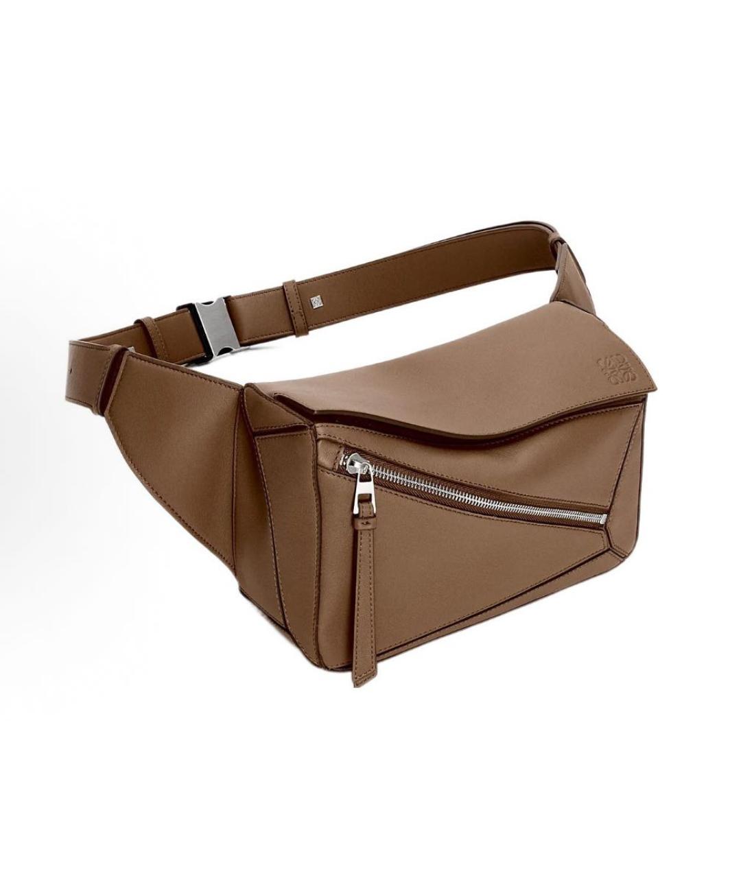 LOEWE Коричневая кожаная поясная сумка, фото 2