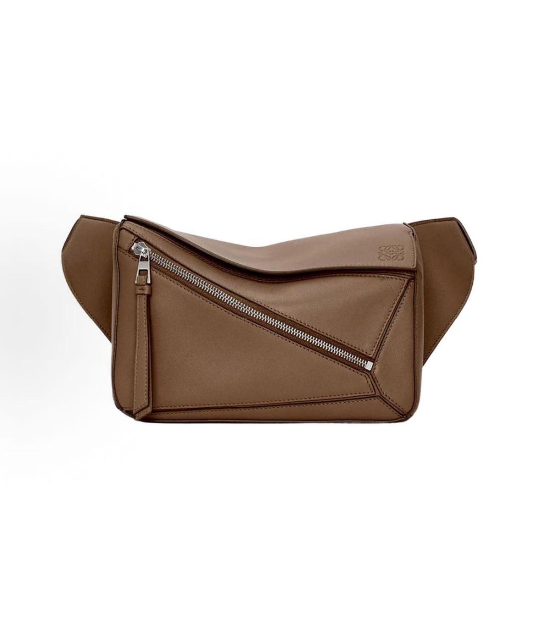 LOEWE Коричневая кожаная поясная сумка, фото 7
