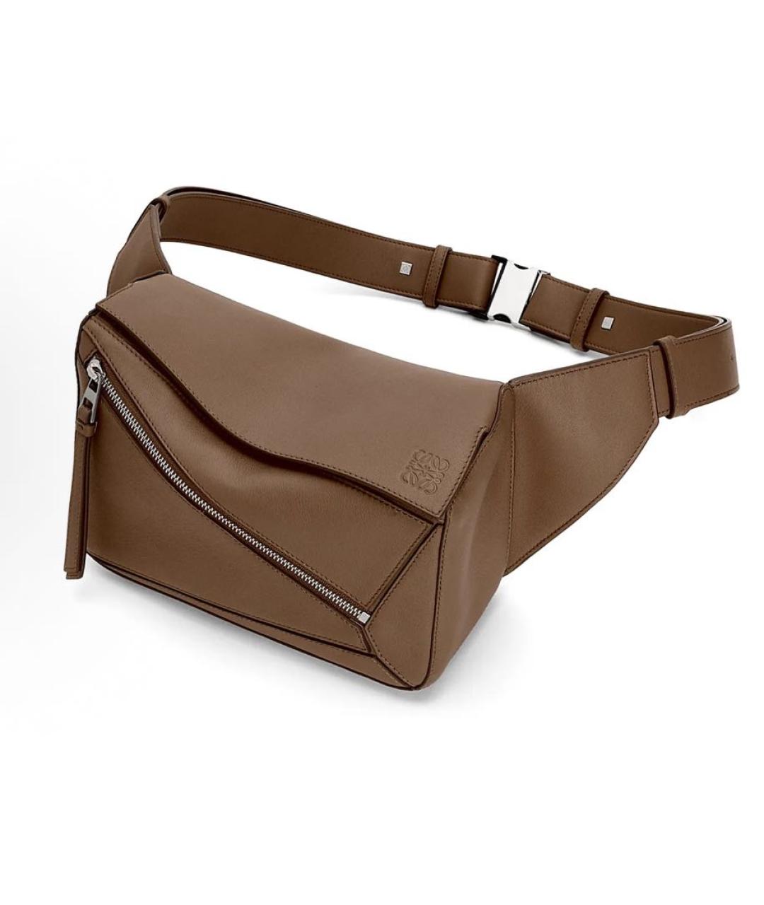 LOEWE Коричневая кожаная поясная сумка, фото 3