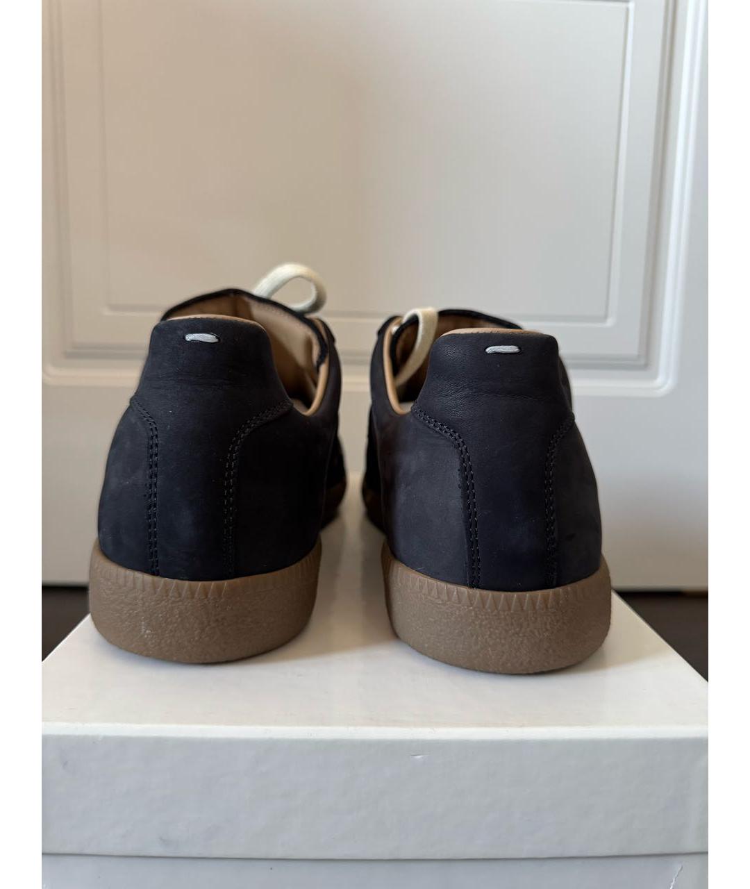 MAISON MARGIELA Черные кожаные низкие кроссовки / кеды, фото 4