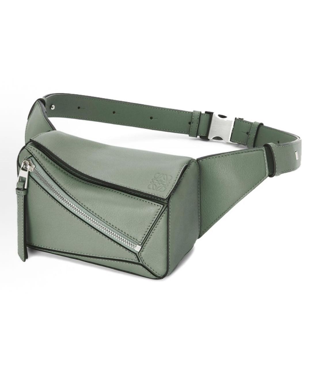 LOEWE Салатовая кожаная поясная сумка, фото 3