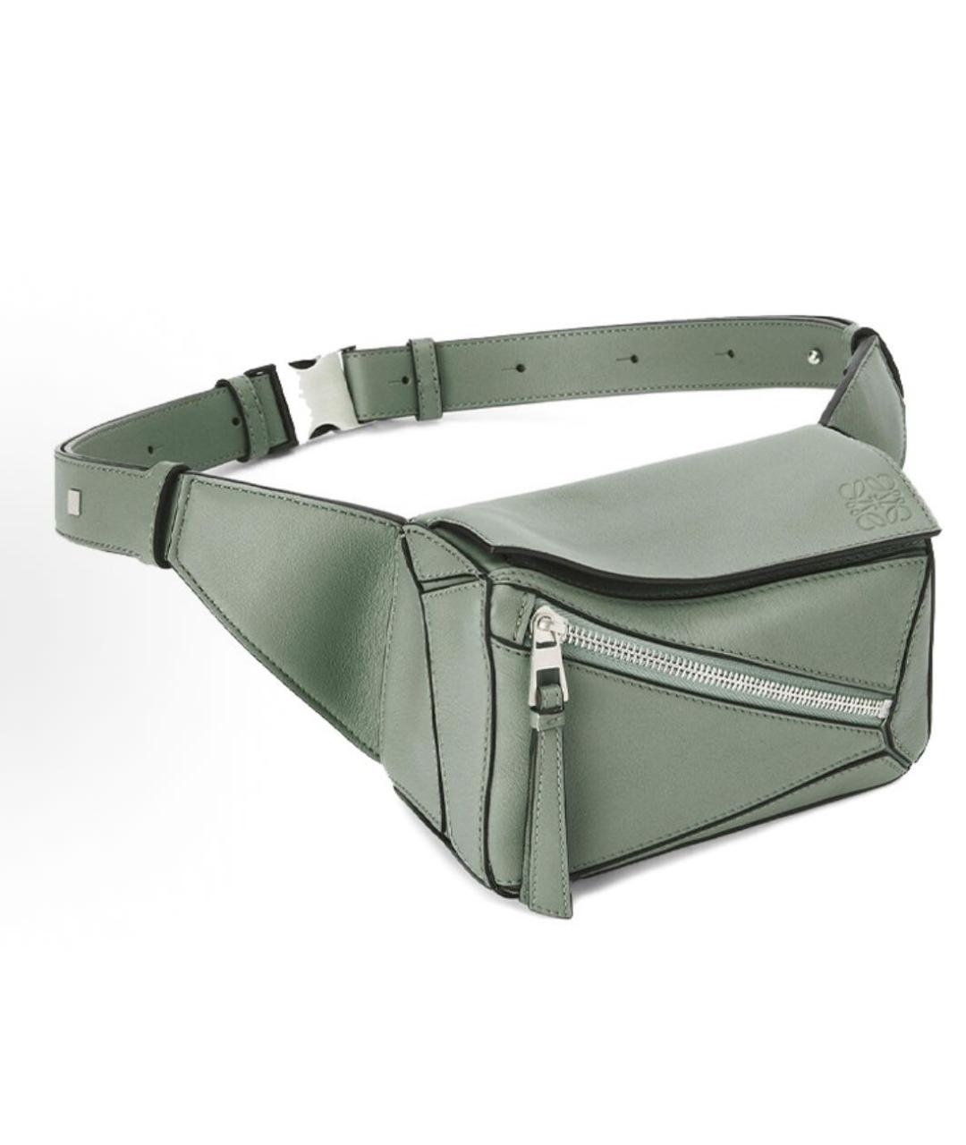 LOEWE Салатовая кожаная поясная сумка, фото 2