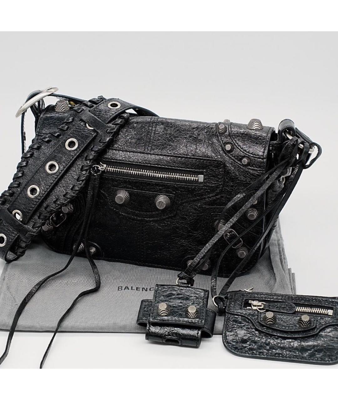 BALENCIAGA Черная кожаная сумка через плечо, фото 2