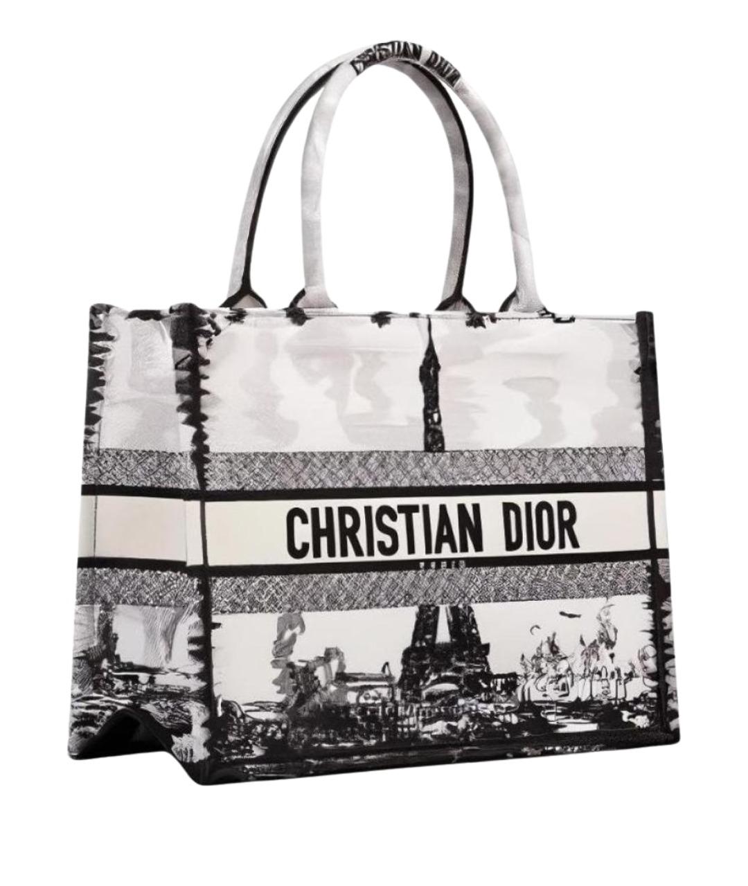 CHRISTIAN DIOR Белая тканевая сумка тоут, фото 1