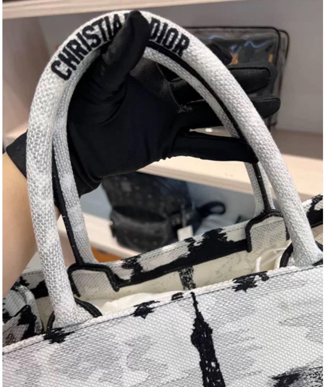 CHRISTIAN DIOR Белая тканевая сумка тоут, фото 4