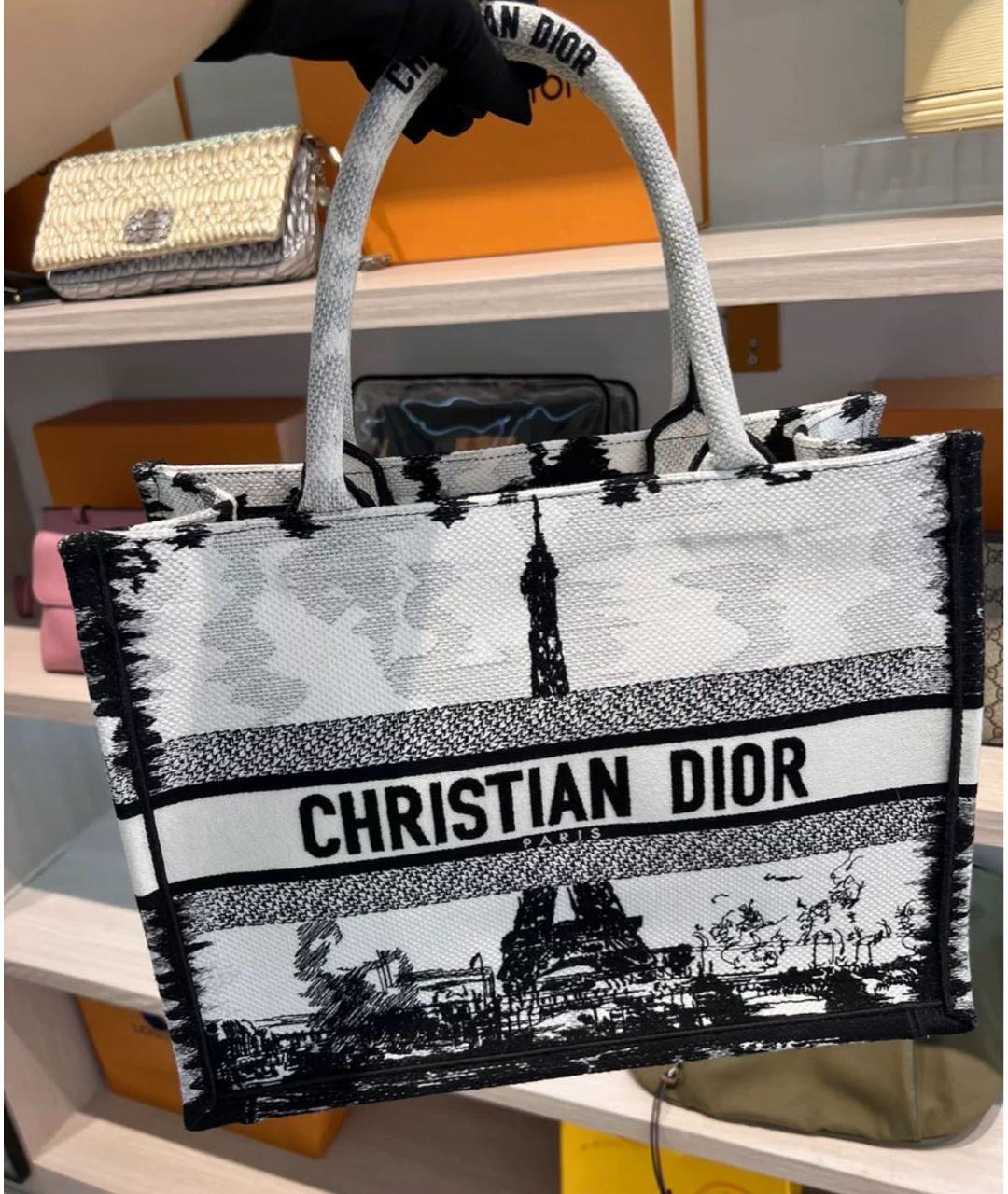 CHRISTIAN DIOR Белая тканевая сумка тоут, фото 2