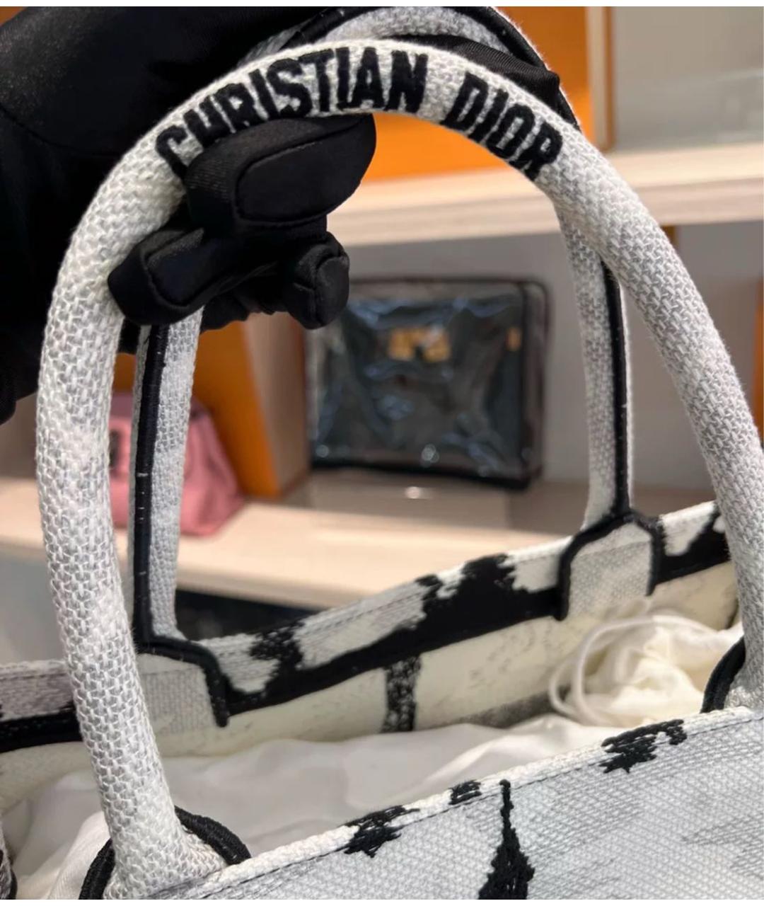 CHRISTIAN DIOR Белая тканевая сумка тоут, фото 6