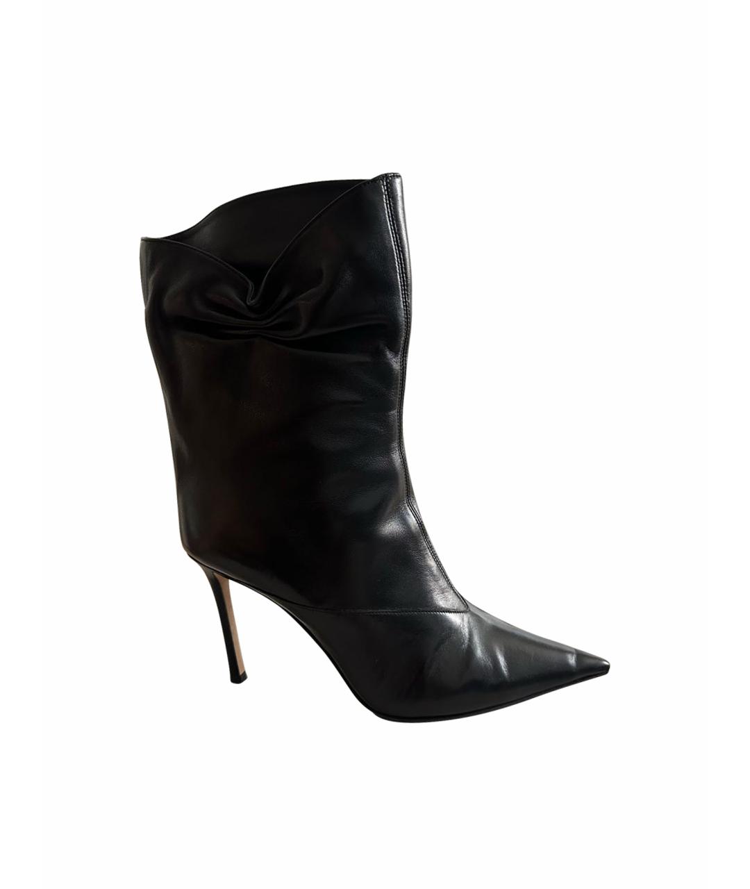 JIMMY CHOO Черные кожаные ботильоны, фото 1