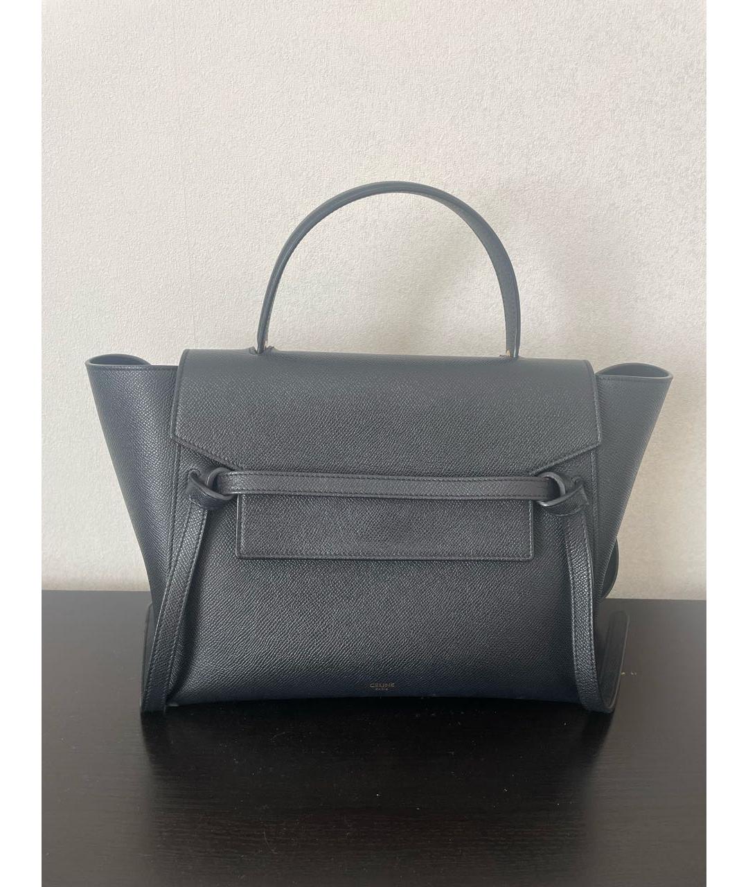 CELINE Черная кожаная сумка с короткими ручками, фото 8