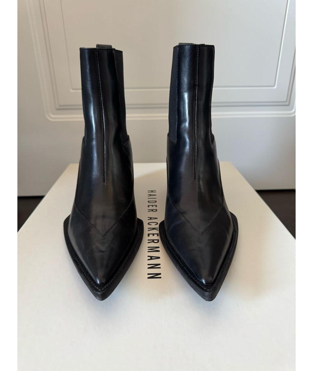 HAIDER ACKERMANN Черные кожаные ботильоны, фото 2