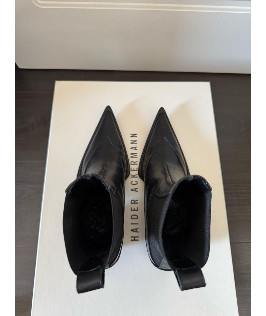 HAIDER ACKERMANN Черные кожаные ботильоны, фото 3