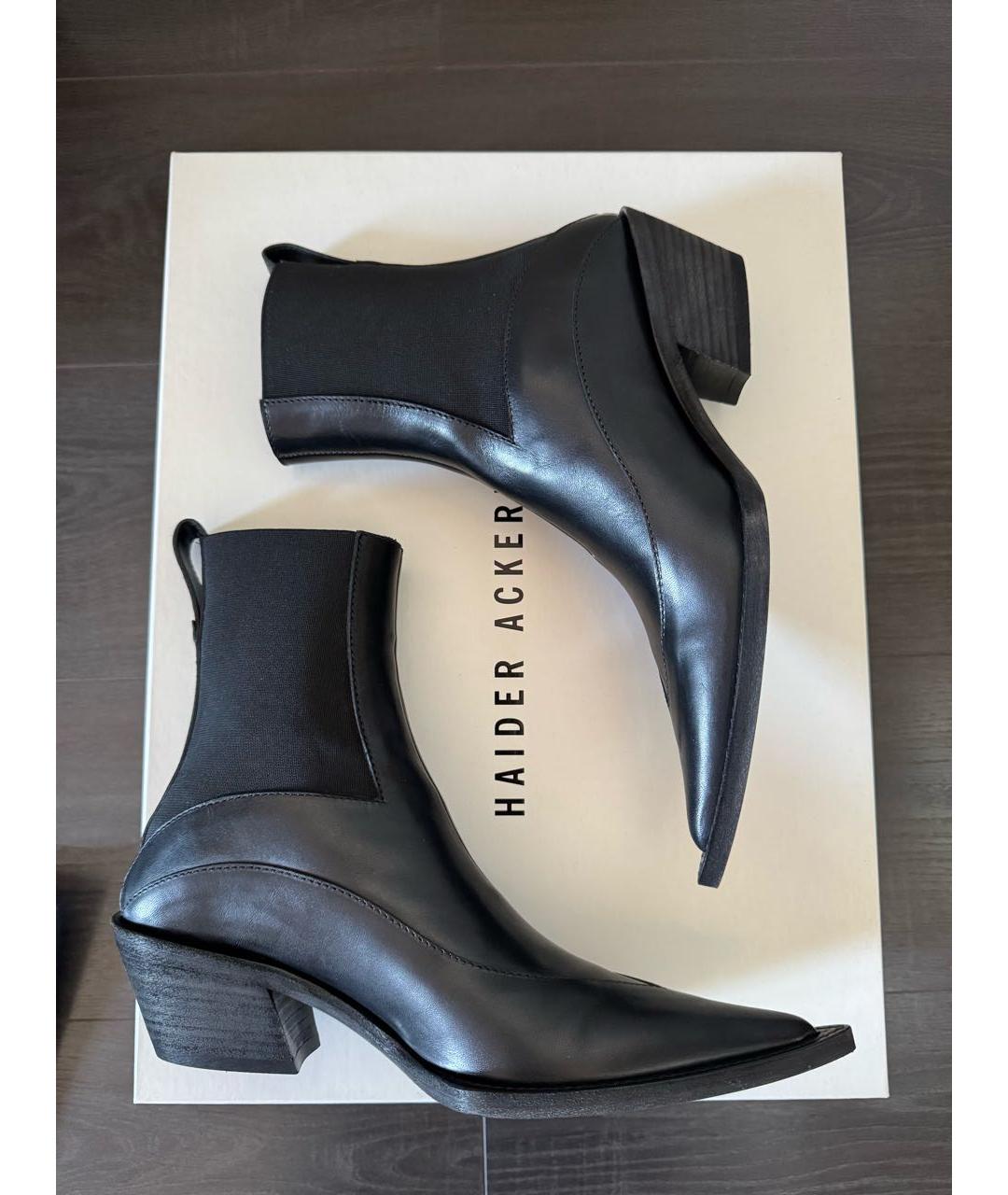 HAIDER ACKERMANN Черные кожаные ботильоны, фото 5