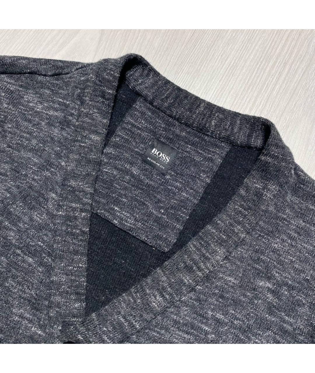 HUGO BOSS Антрацитовый хлопковый кардиган, фото 3