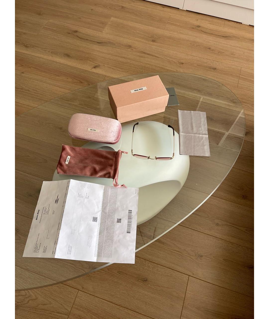 MIU MIU Розовые металлические солнцезащитные очки, фото 4