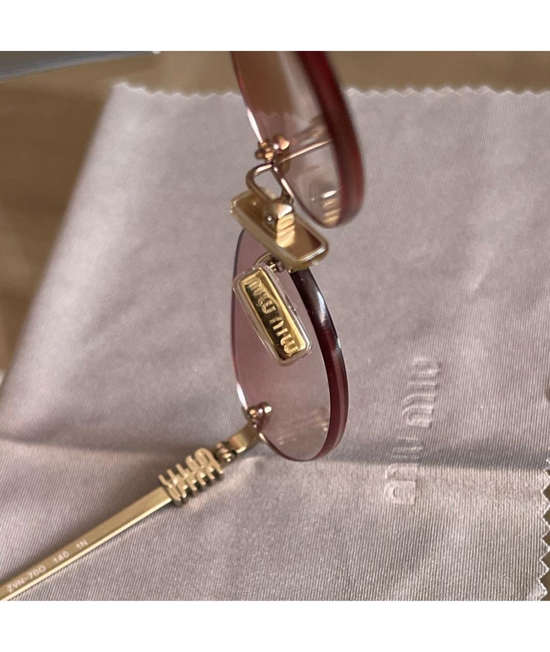 MIU MIU Розовые металлические солнцезащитные очки, фото 3