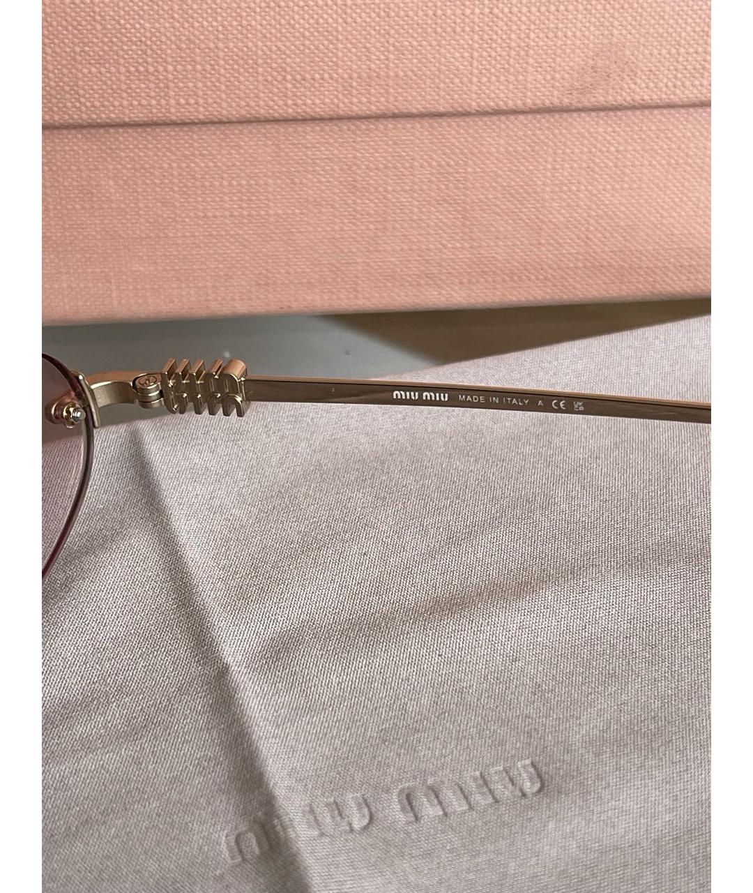 MIU MIU Розовые металлические солнцезащитные очки, фото 7
