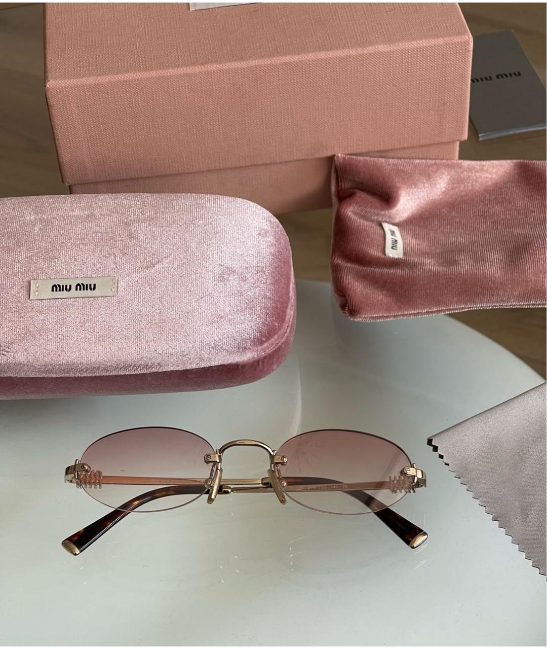 MIU MIU Розовые металлические солнцезащитные очки, фото 5
