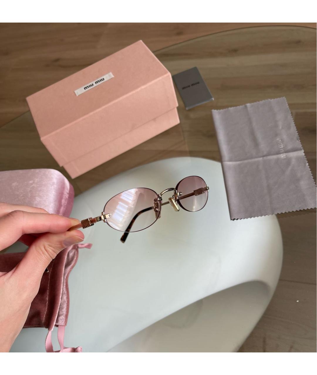 MIU MIU Розовые металлические солнцезащитные очки, фото 8