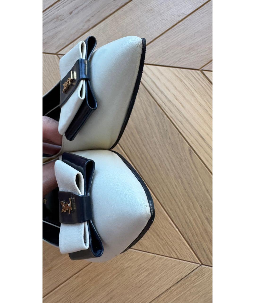 SAINT LAURENT Кожаные лодочки на низком каблуке, фото 4