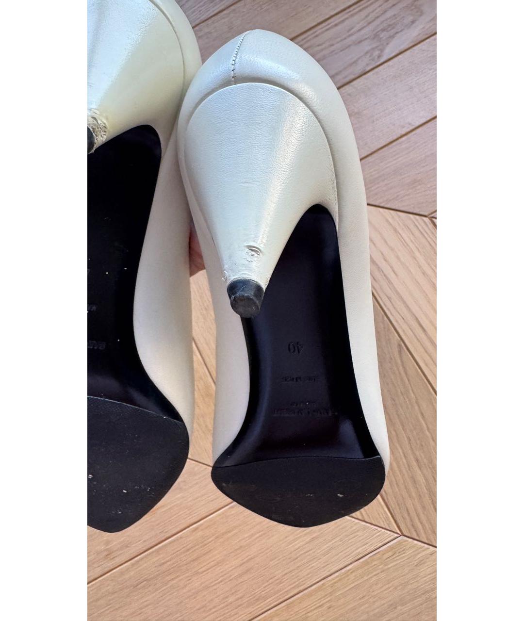 SAINT LAURENT Кожаные лодочки на низком каблуке, фото 6