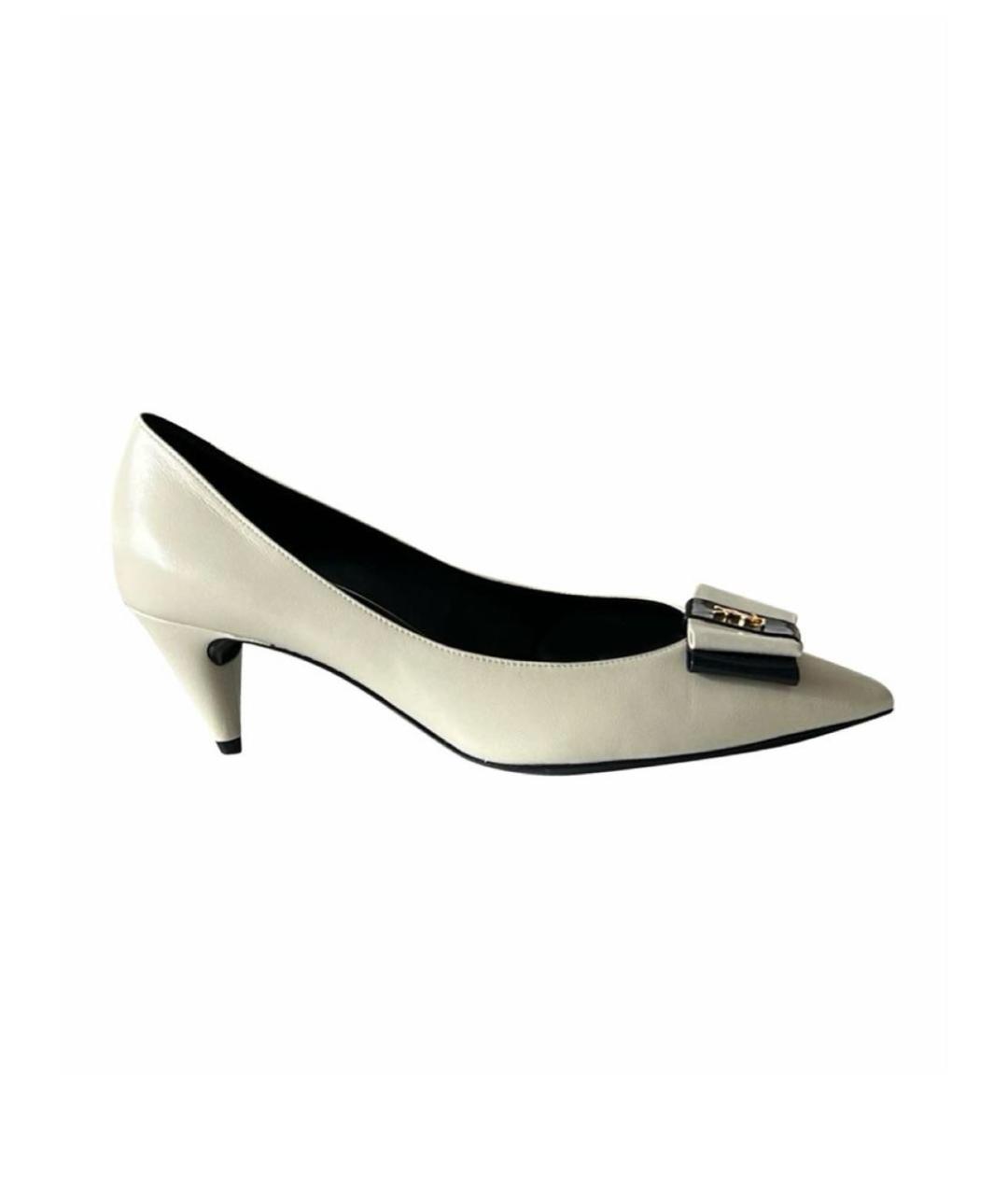 SAINT LAURENT Кожаные лодочки на низком каблуке, фото 9