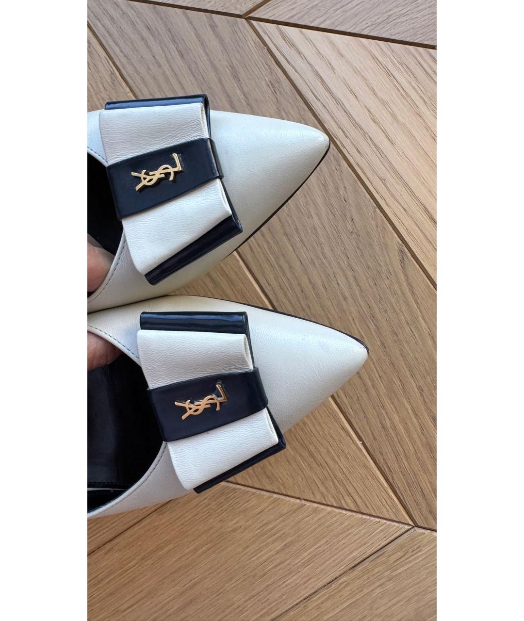 SAINT LAURENT Кожаные лодочки на низком каблуке, фото 3