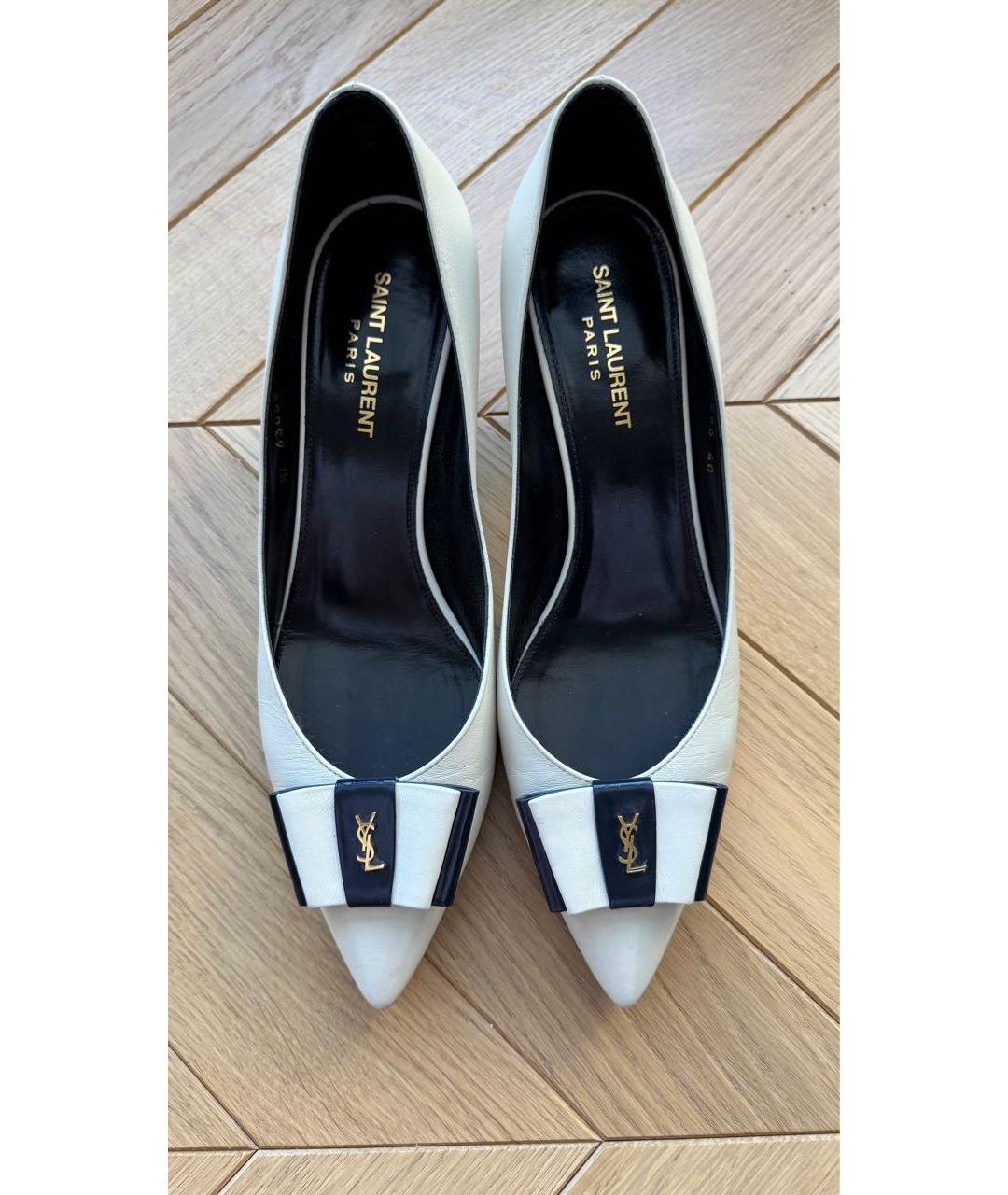 SAINT LAURENT Кожаные лодочки на низком каблуке, фото 2