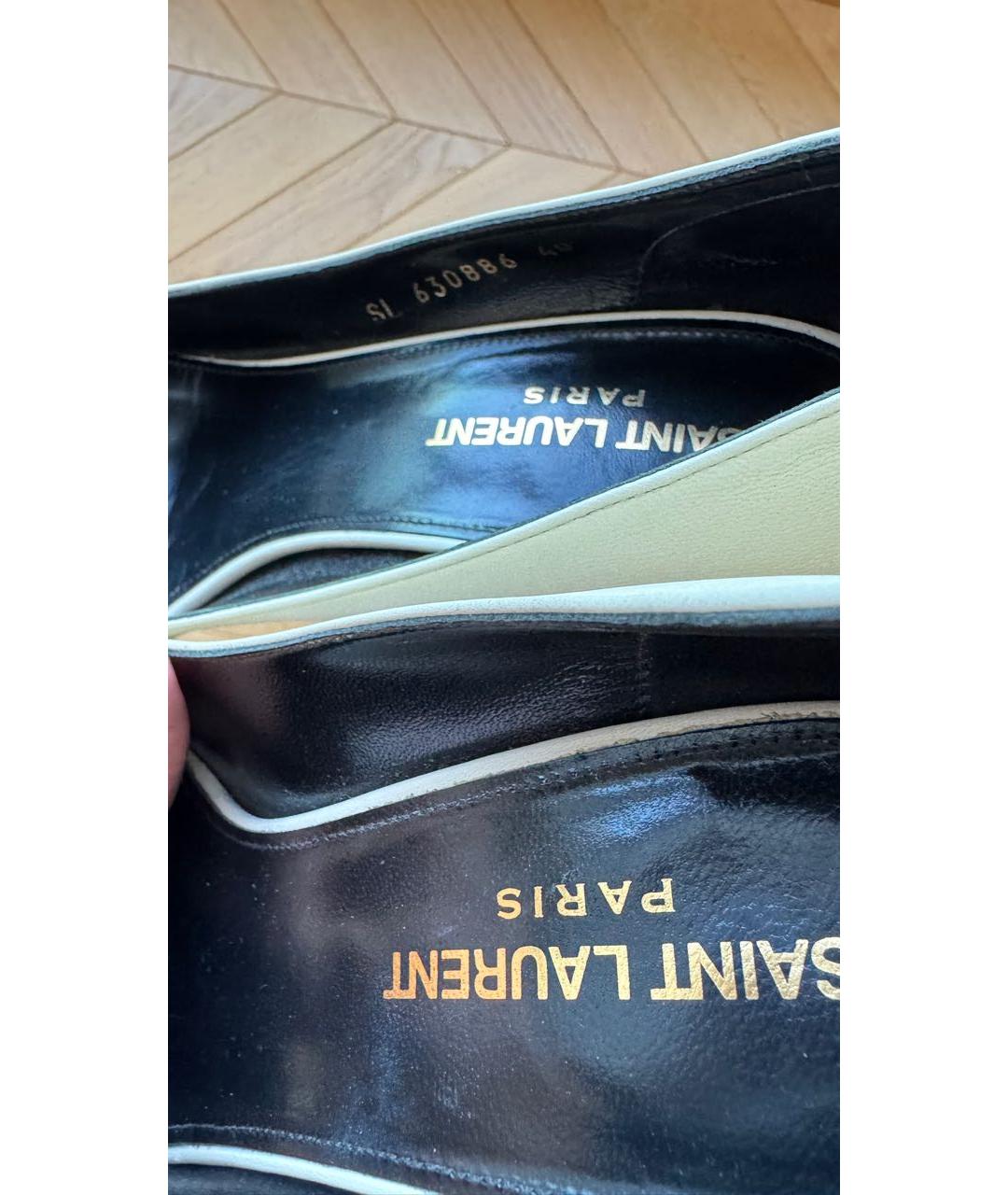 SAINT LAURENT Кожаные лодочки на низком каблуке, фото 8