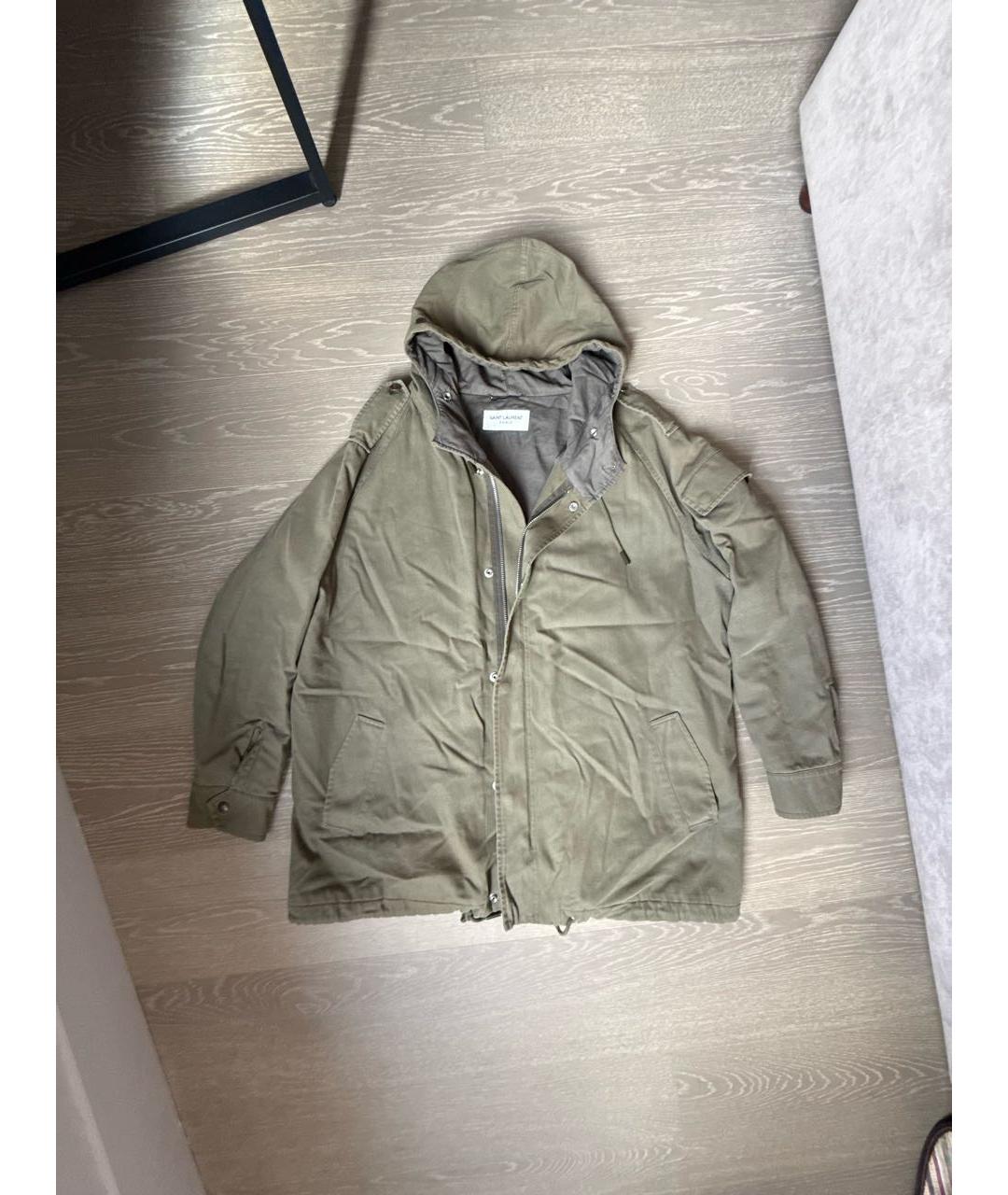 SAINT LAURENT Хаки хлопковая куртка, фото 1