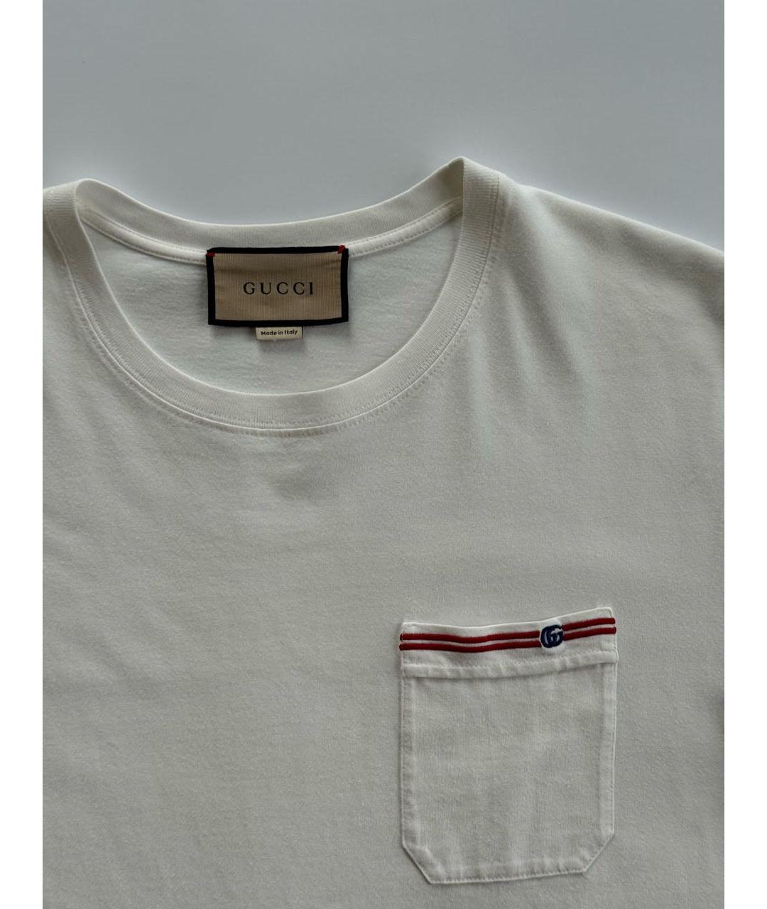 GUCCI Белая хлопковая футболка, фото 3