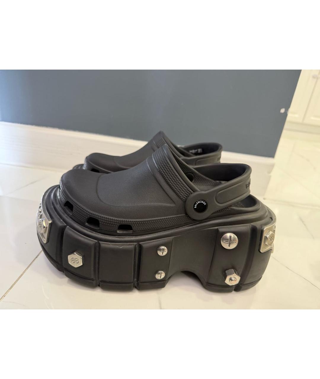 BALENCIAGA Черные резиновые мюли, фото 4