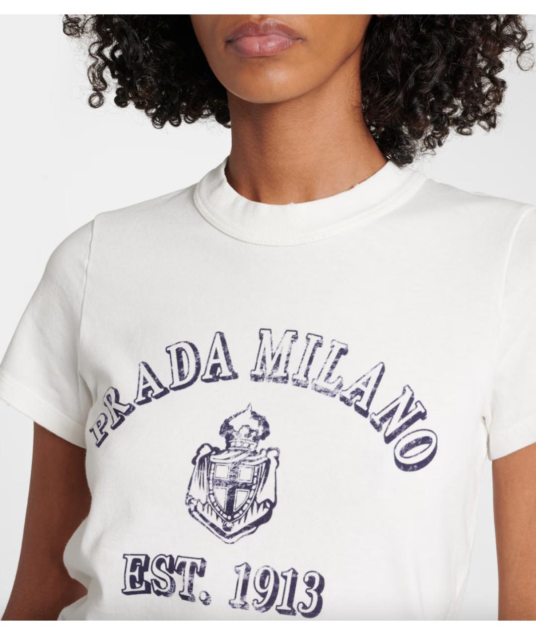 PRADA Белая хлопковая футболка, фото 2