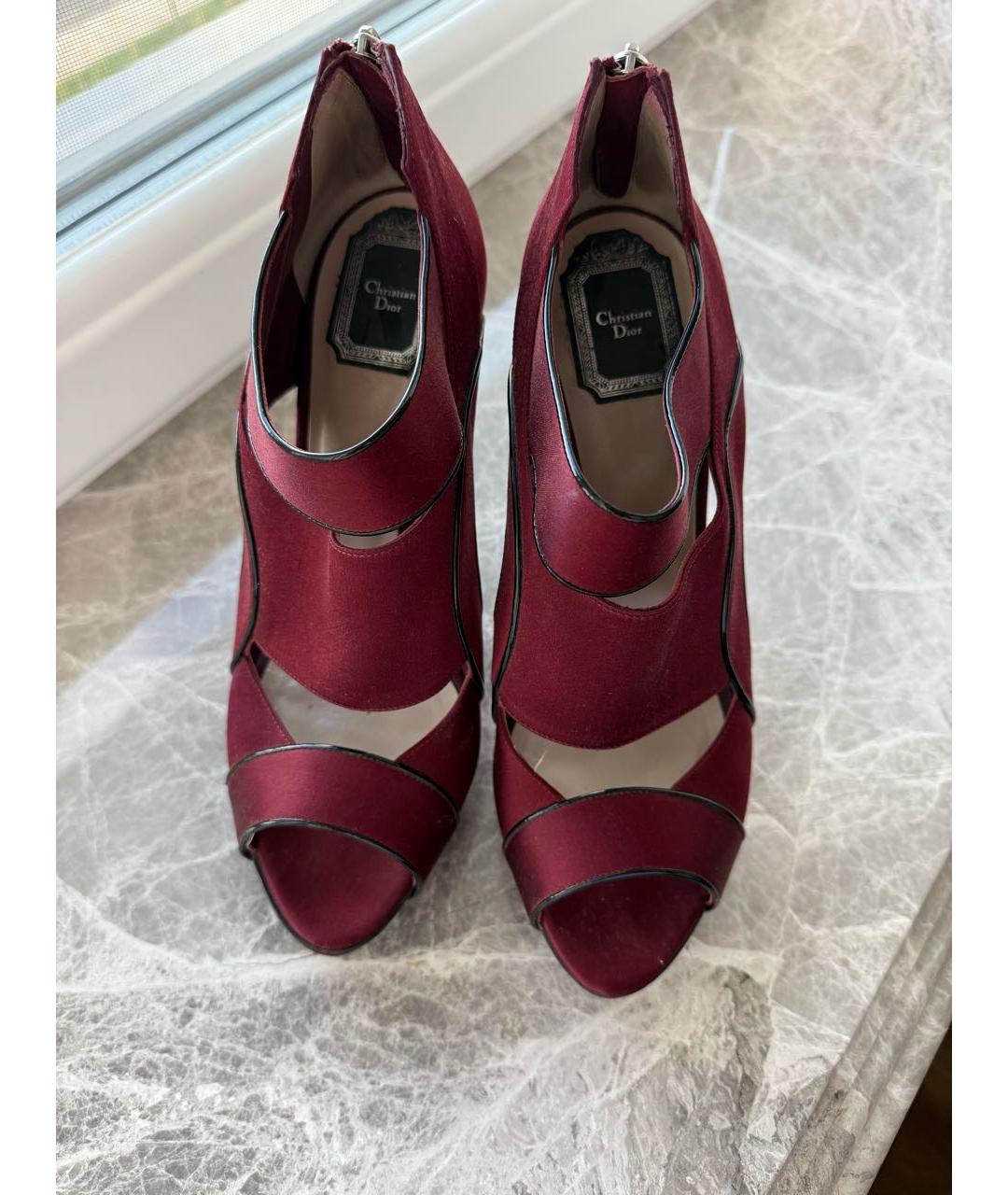 CHRISTIAN DIOR Бордовые текстильные туфли, фото 2