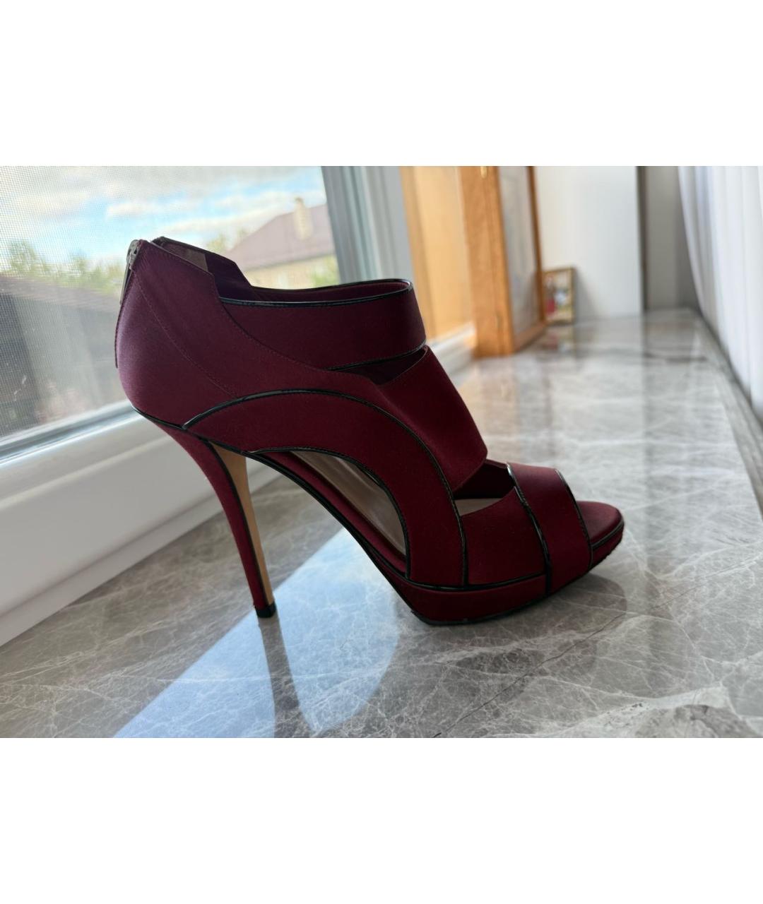 CHRISTIAN DIOR Бордовые текстильные туфли, фото 8