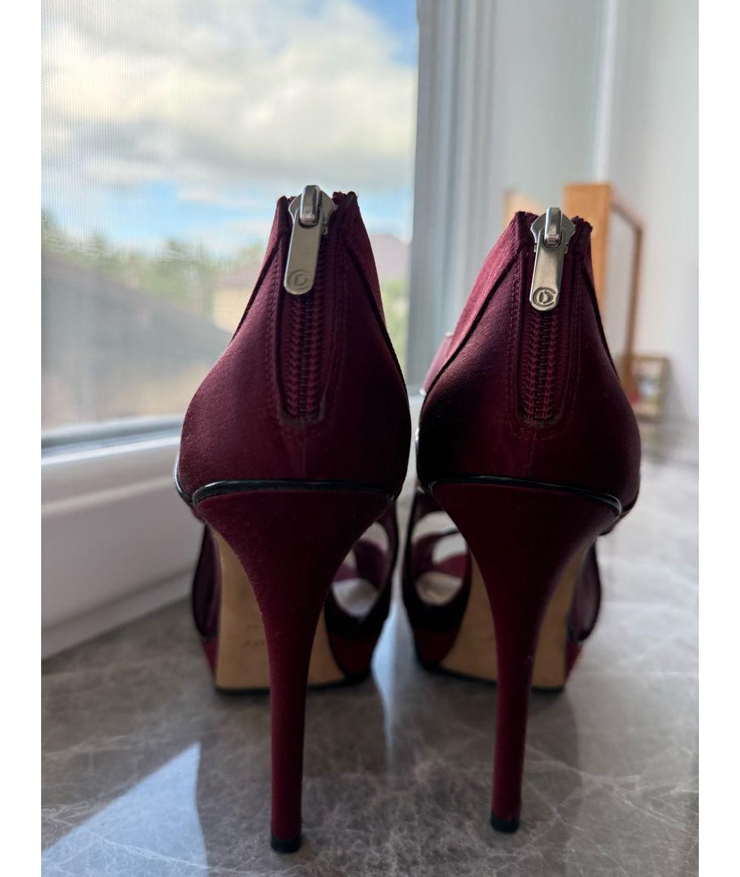 CHRISTIAN DIOR Бордовые текстильные туфли, фото 4