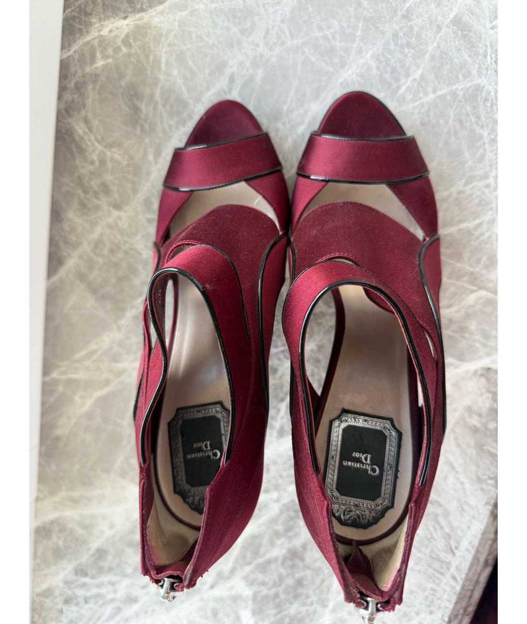 CHRISTIAN DIOR Бордовые текстильные туфли, фото 3