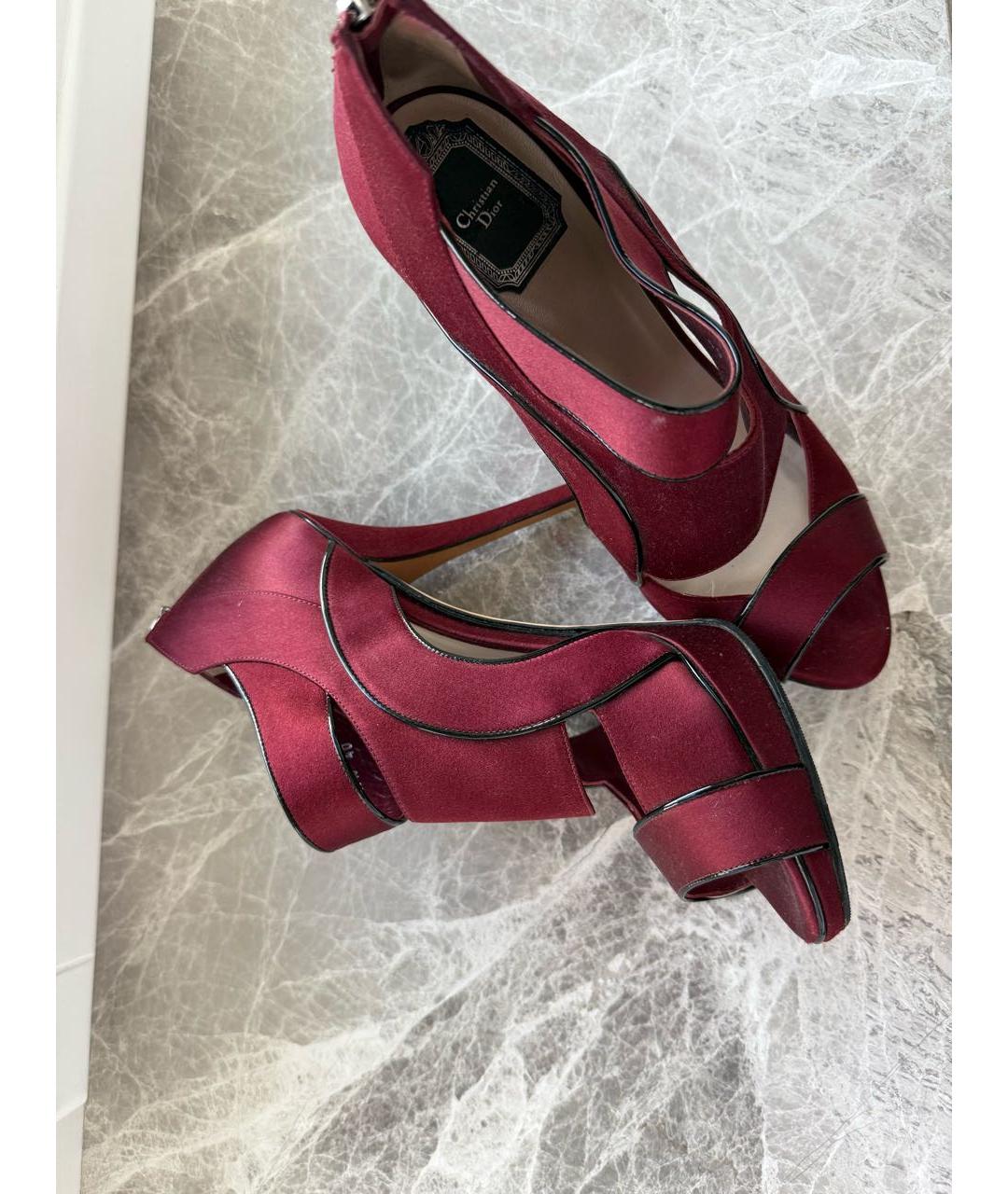 CHRISTIAN DIOR Бордовые текстильные туфли, фото 6