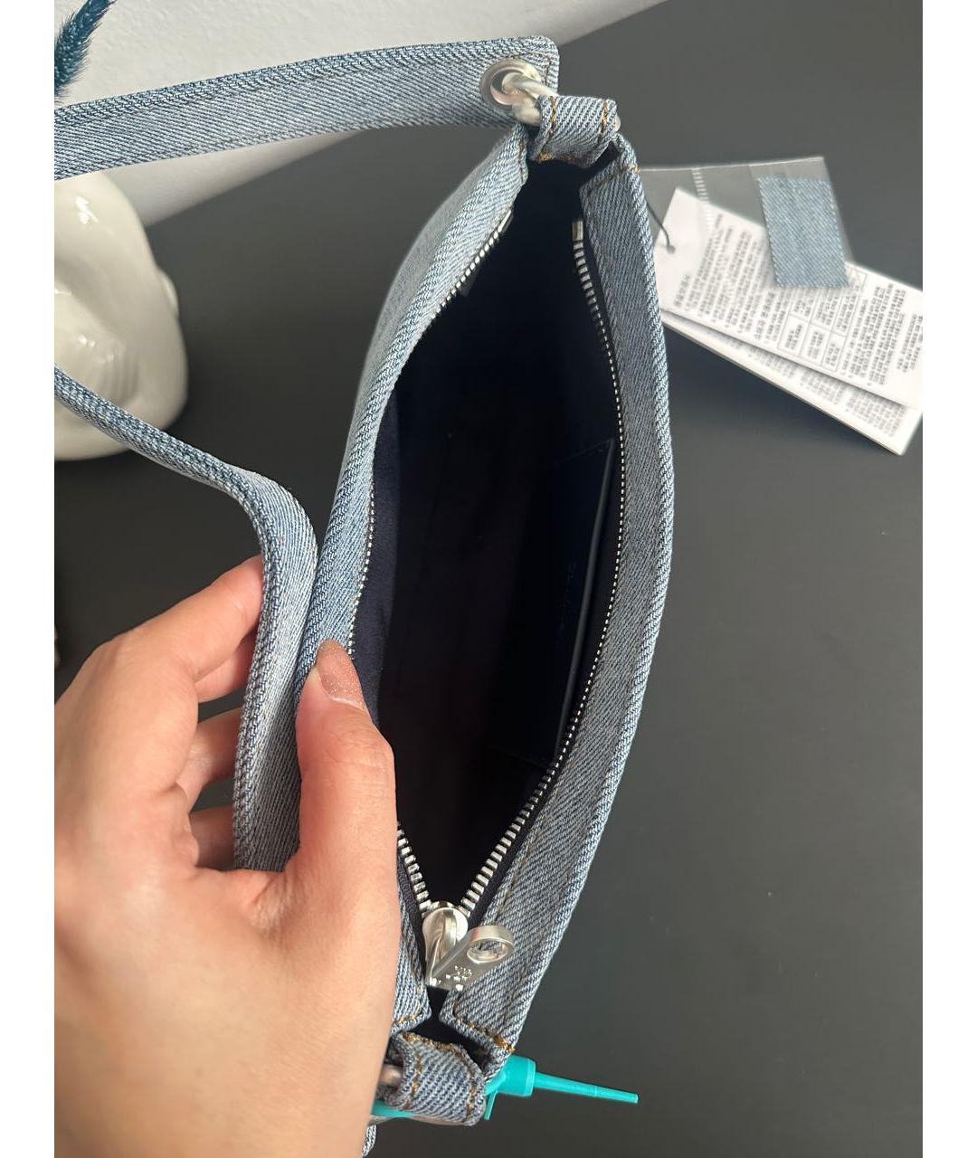 CALVIN KLEIN Голубая деним сумка с короткими ручками, фото 4