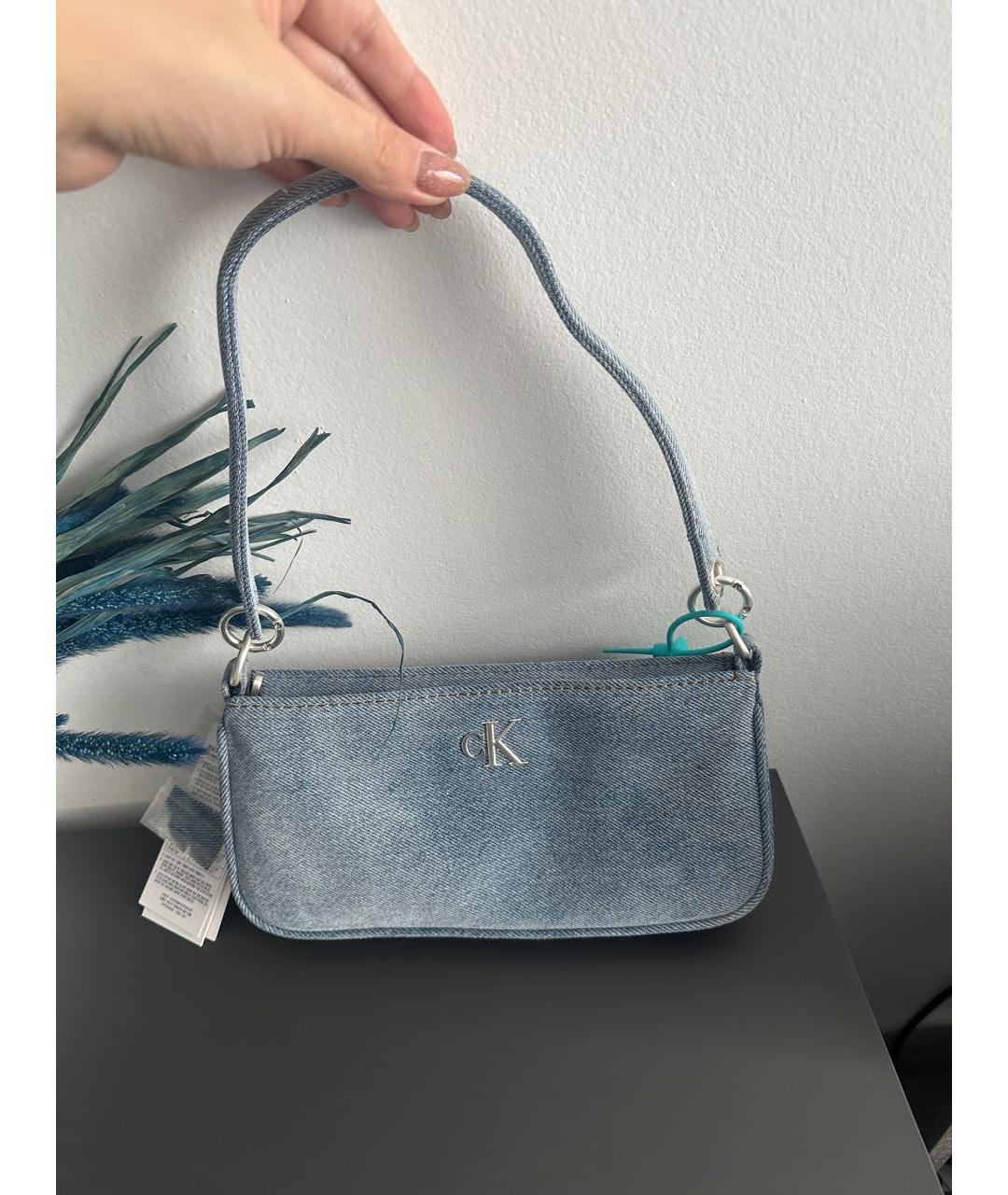 CALVIN KLEIN Голубая деним сумка с короткими ручками, фото 7