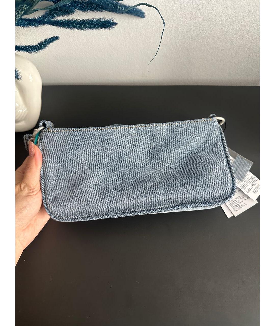 CALVIN KLEIN Голубая деним сумка с короткими ручками, фото 5