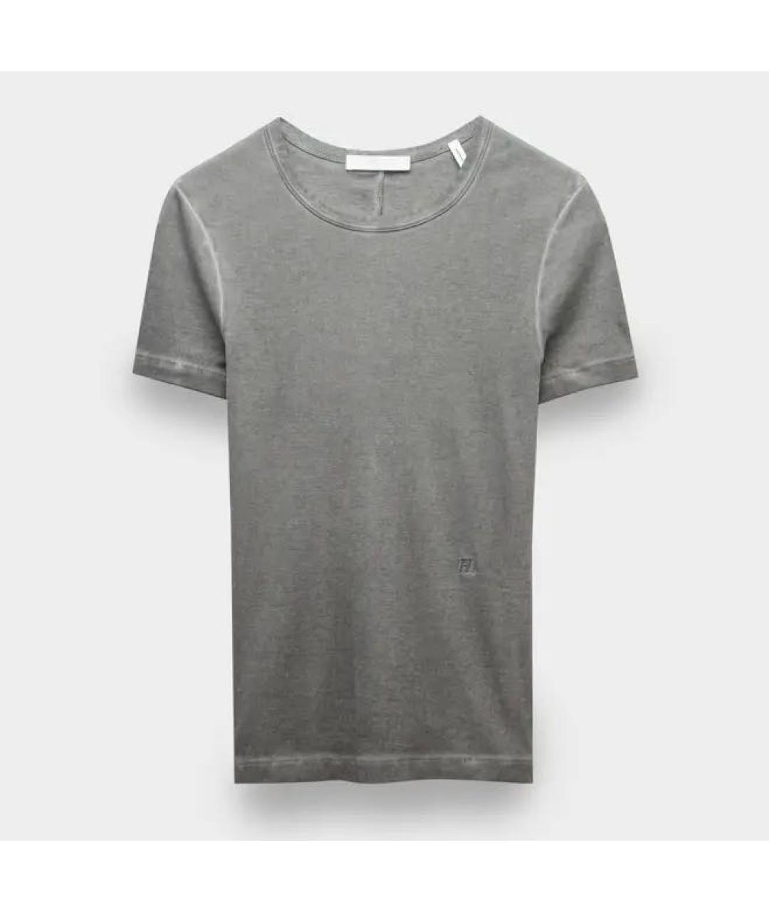 HELMUT LANG Серая хлопковая футболка, фото 6