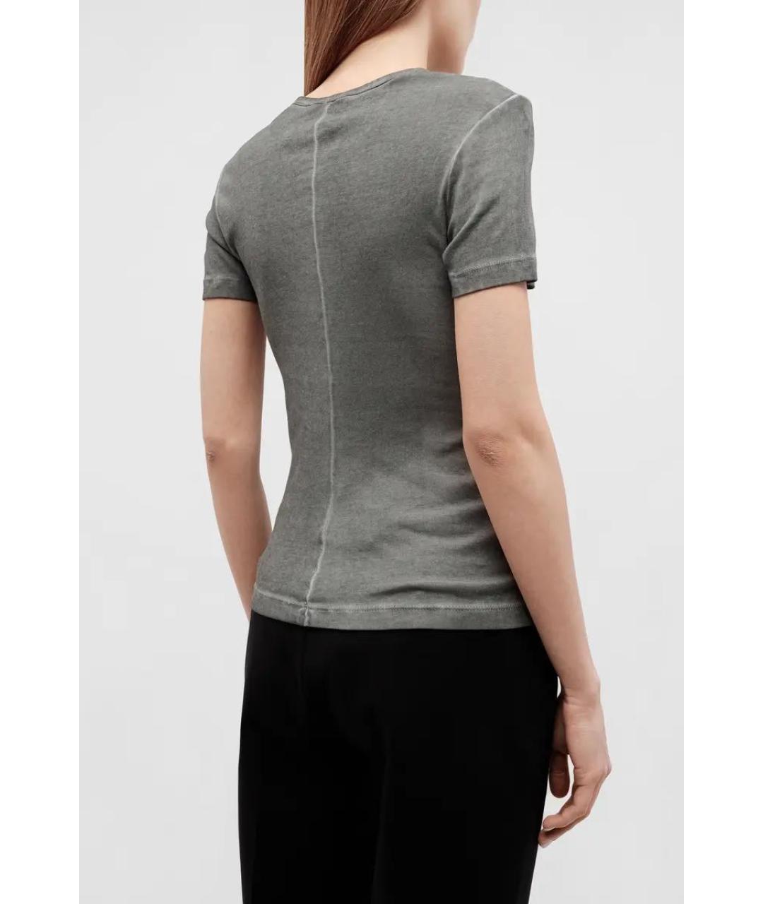 HELMUT LANG Серая хлопковая футболка, фото 5